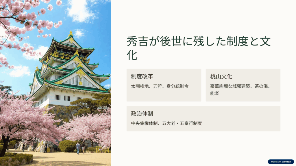 秀吉が後世に残したもの:制度・文化・政治への影響