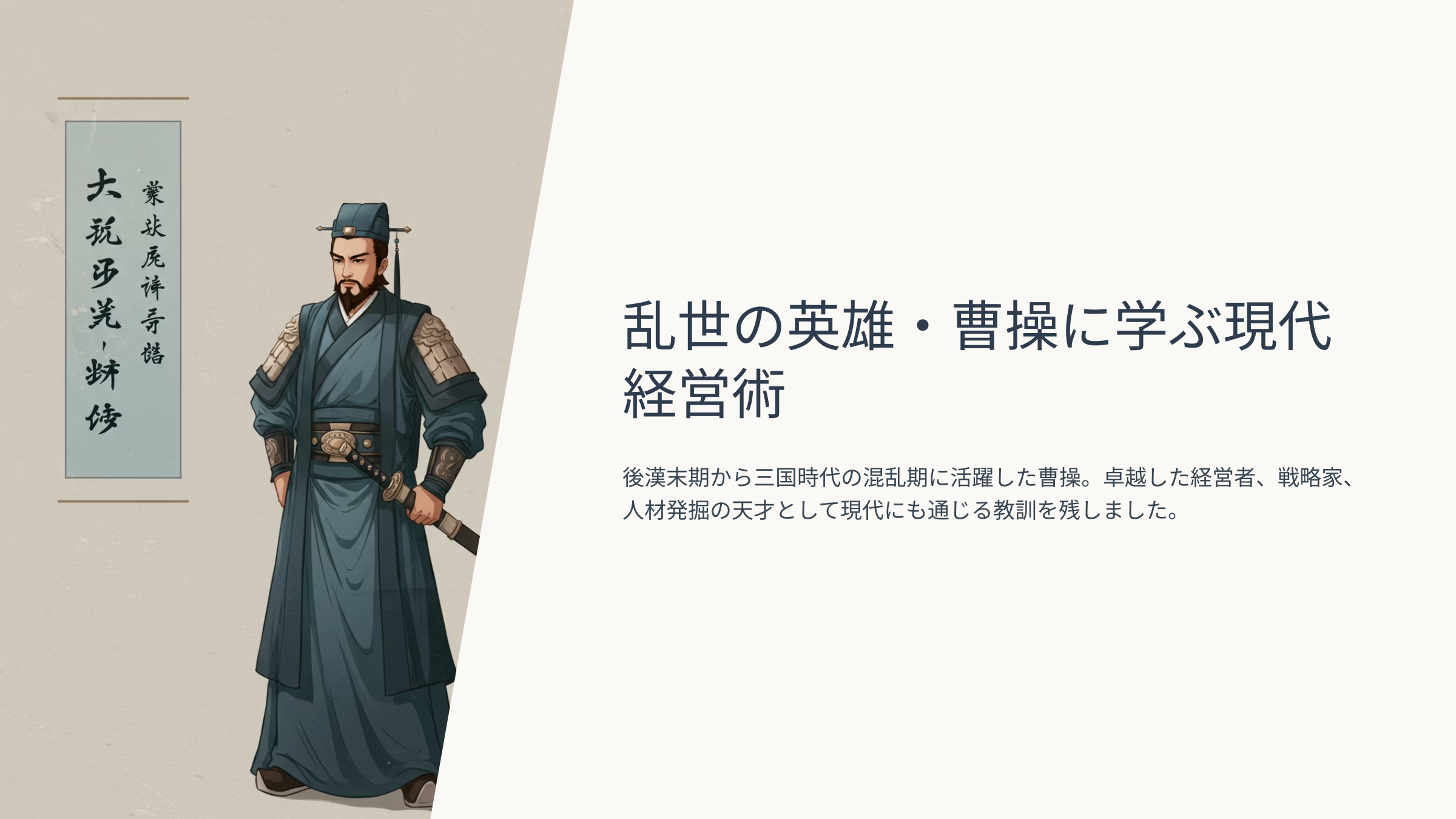 乱世の英雄・曹操に学ぶ現代経営術：戦略思考と人材発掘の極意